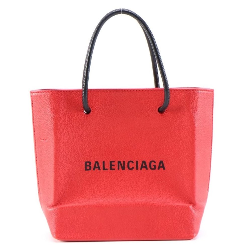 Balenciaga North South Shopping Bag - Red & Black Grained Leather - Rare